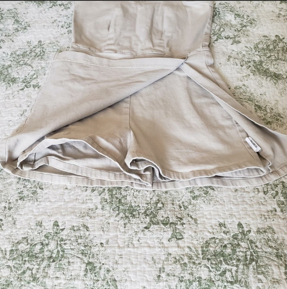 MONSTER GIRL Vintage 90s Made in USA Tan Skort Jumpsuit Romper Dress Medium - Picture 3 of 6